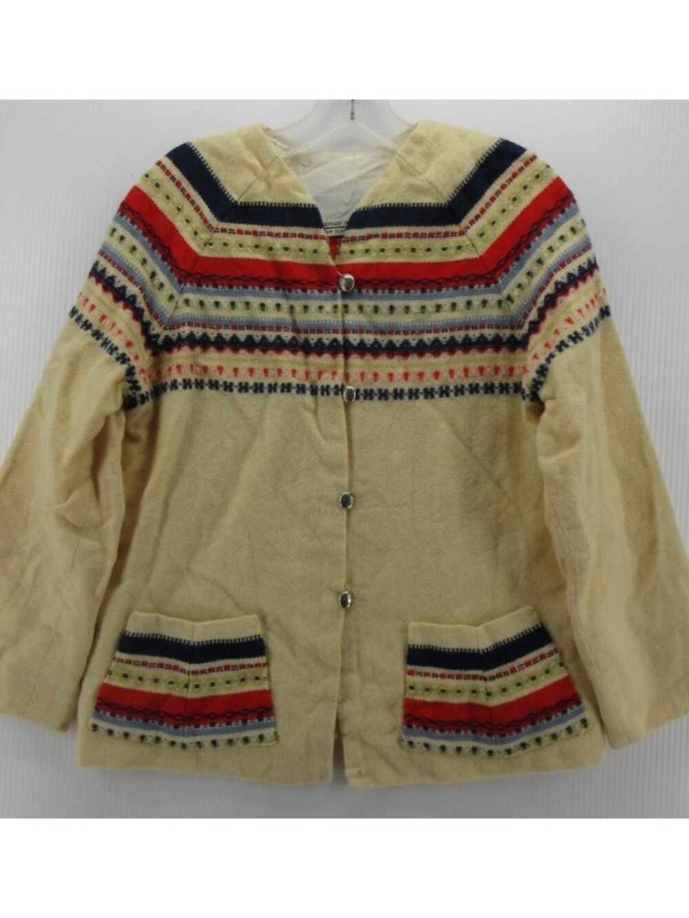 William Schmidt Oslo Sweater 38 Cream Fair Isle Norwegian 70s VINTAGE *